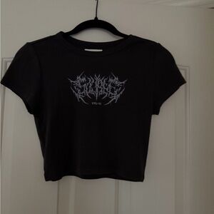 EUC Edgy Black Graphic Crop Top